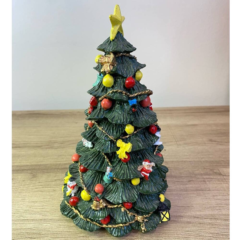 Vintage  8 inch Resin Hand Painted Christmas Tree Hollidays Decoration